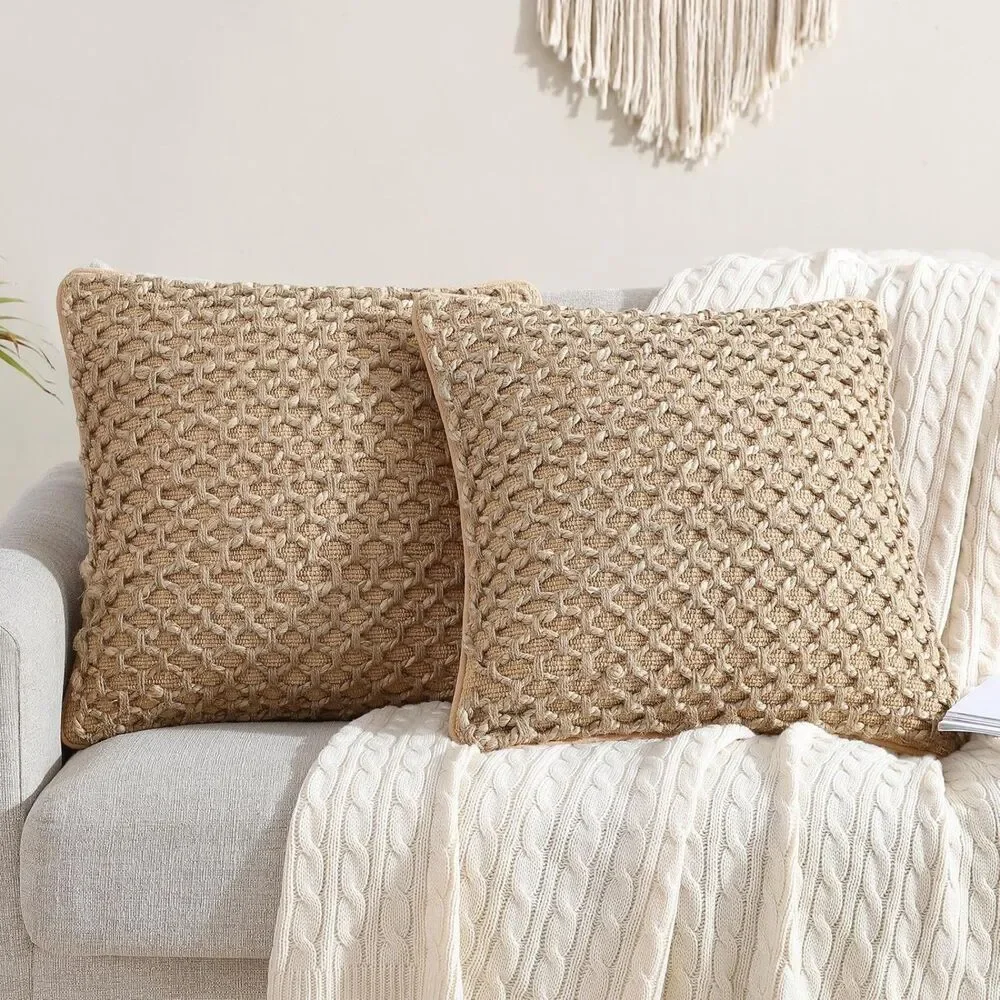 Boho Living Jada 20 x 20 Beige 2-Pack Decorative Throw Pillows